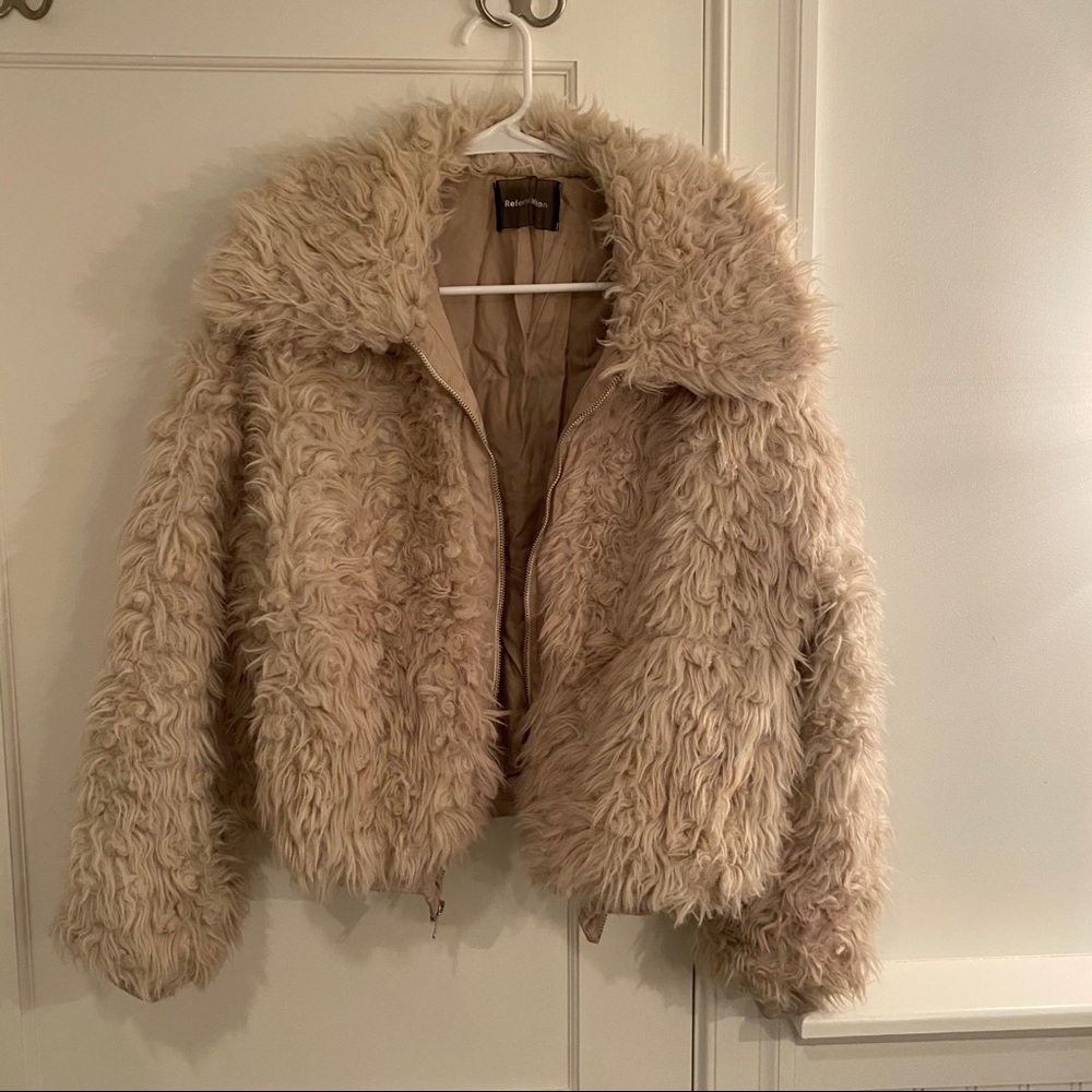Reformation Freddie Faux Fur Bomber Jacket
